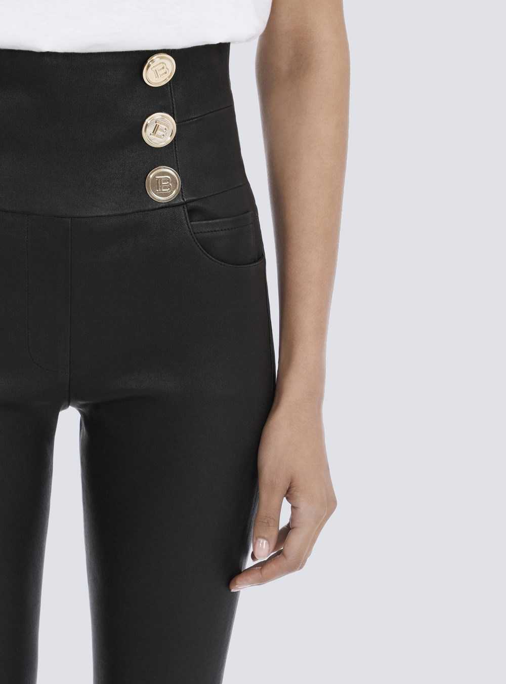 Balmain Skinny Leather High-waisted Pants Black | NLJDQYR-16