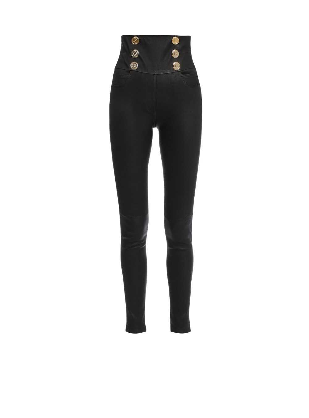 Balmain Skinny Leather High-waisted Pants Black | NLJDQYR-16