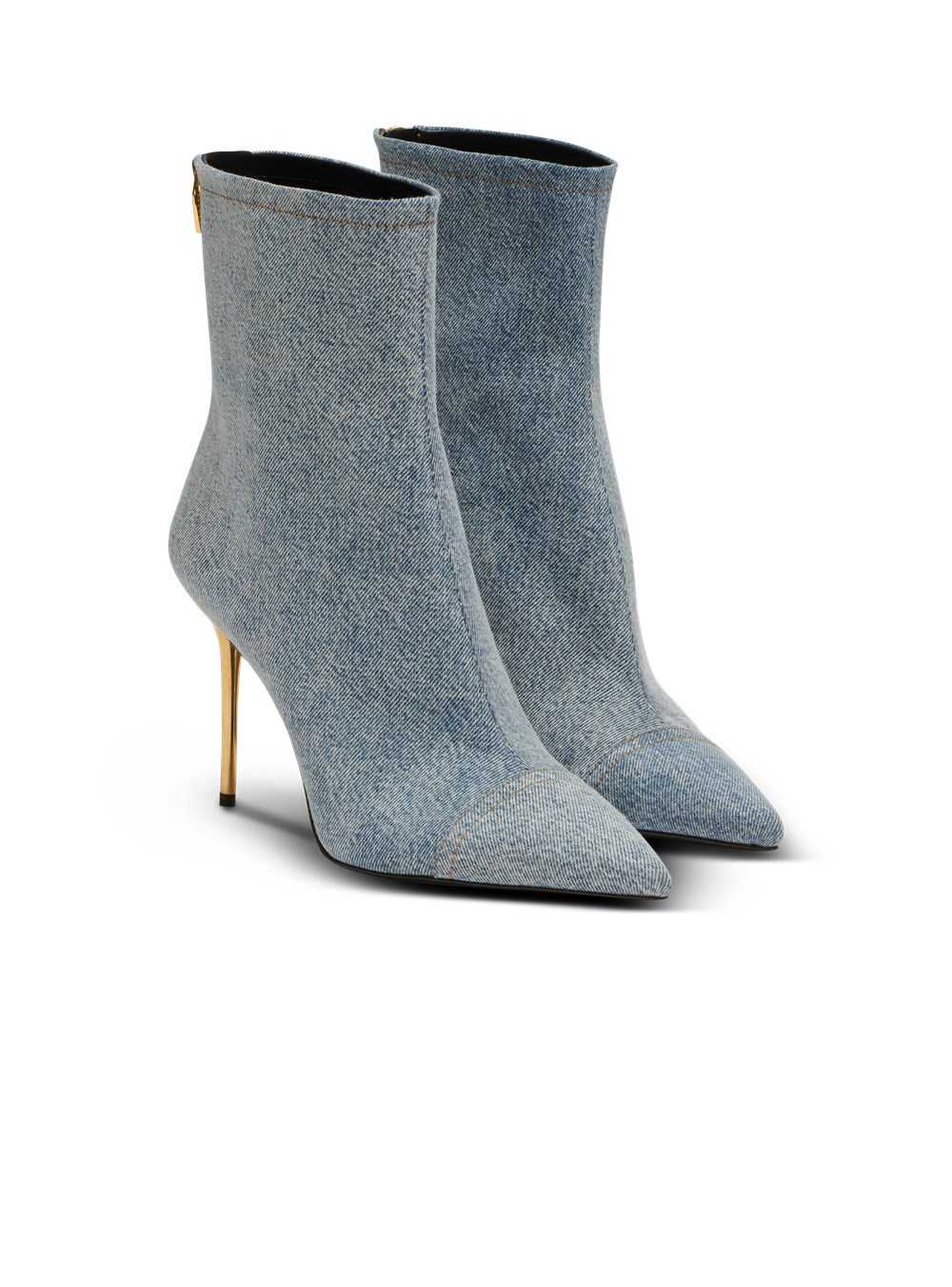 Balmain Skye Denim Ankle Boots Blue | EKCRNLG-91