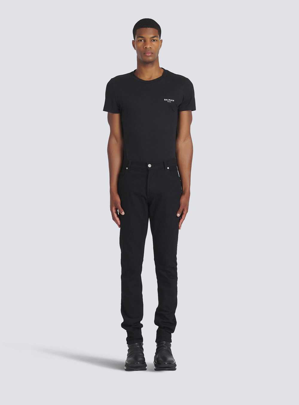 Balmain Slim Cut Cotton Jeans Black | HANMIPE-06