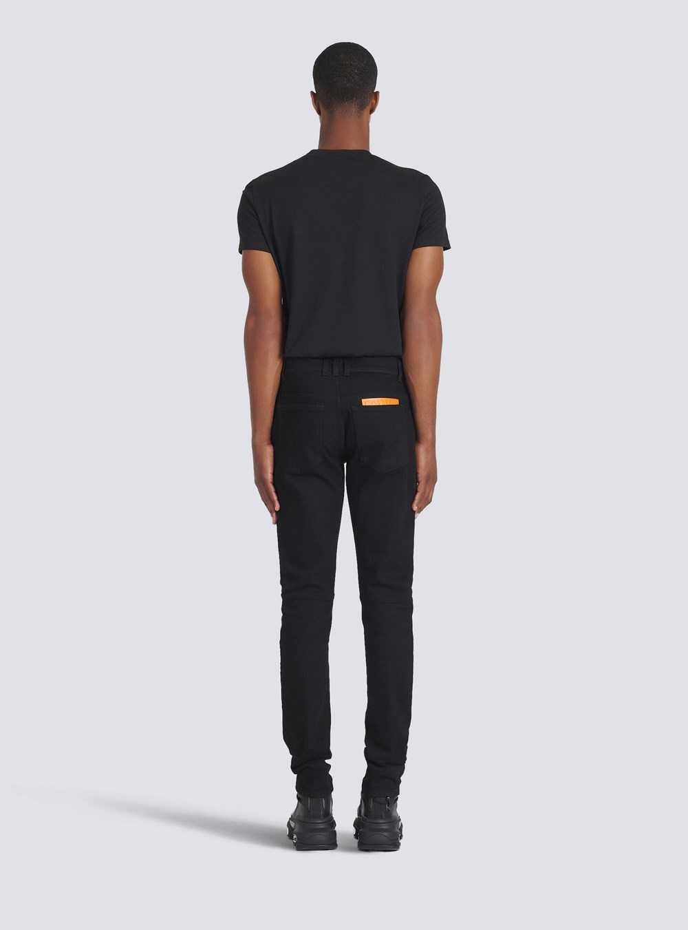 Balmain Slim Cut Cotton Jeans Black | HANMIPE-06