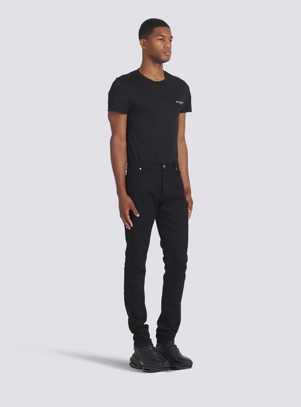 Balmain Slim Cut Cotton Jeans Black | HANMIPE-06