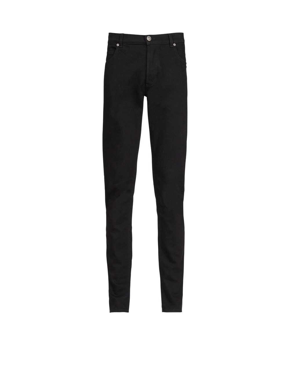 Balmain Slim Cut Cotton Jeans Black | HANMIPE-06