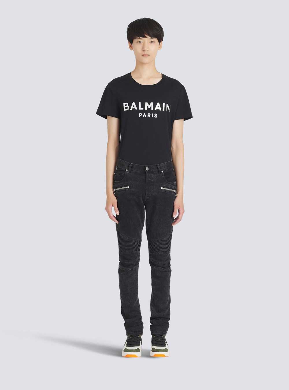 Balmain Slim Cut Cotton Jeans Black | HRICXBJ-64