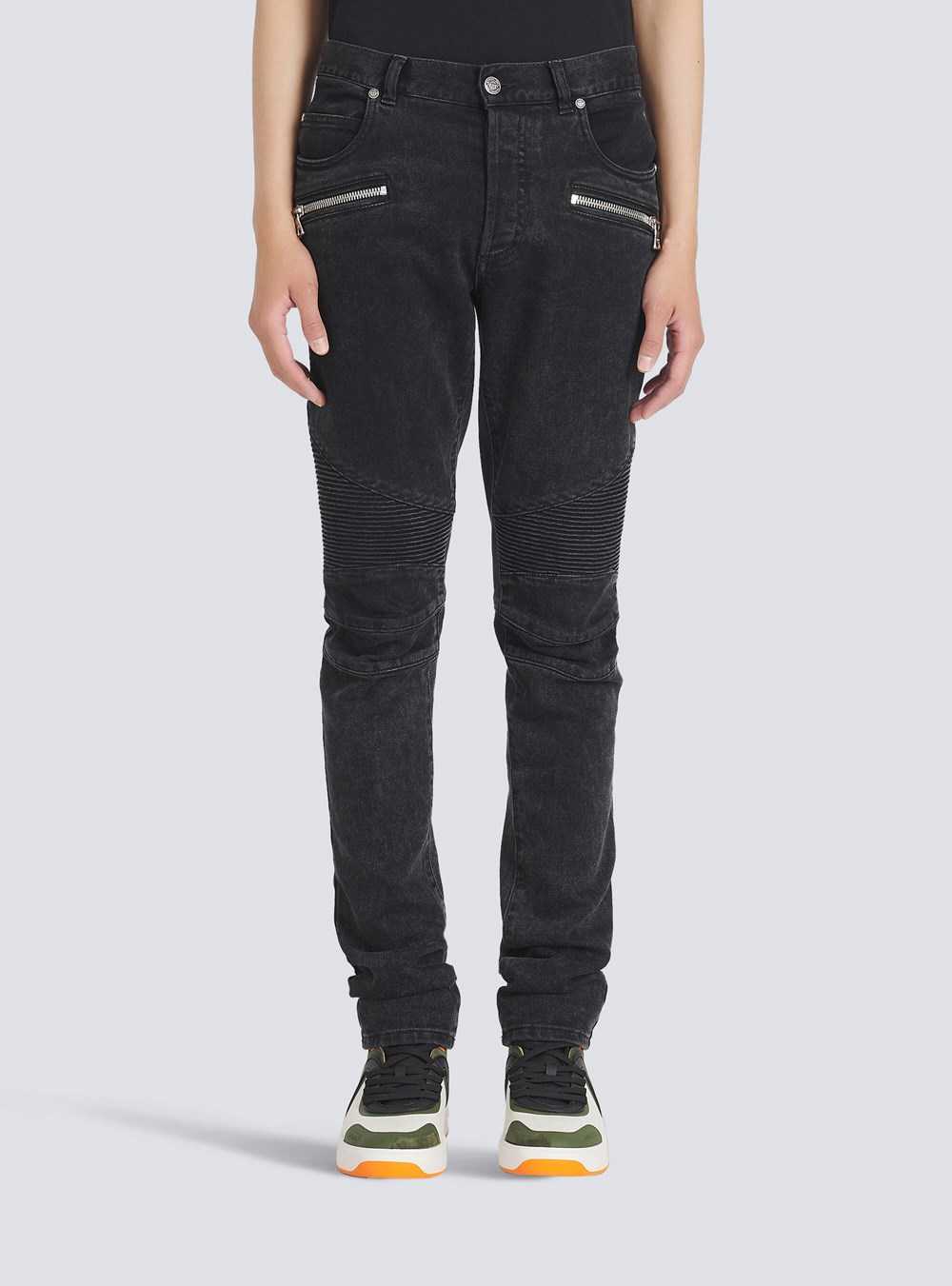 Balmain Slim Cut Cotton Jeans Black | HRICXBJ-64