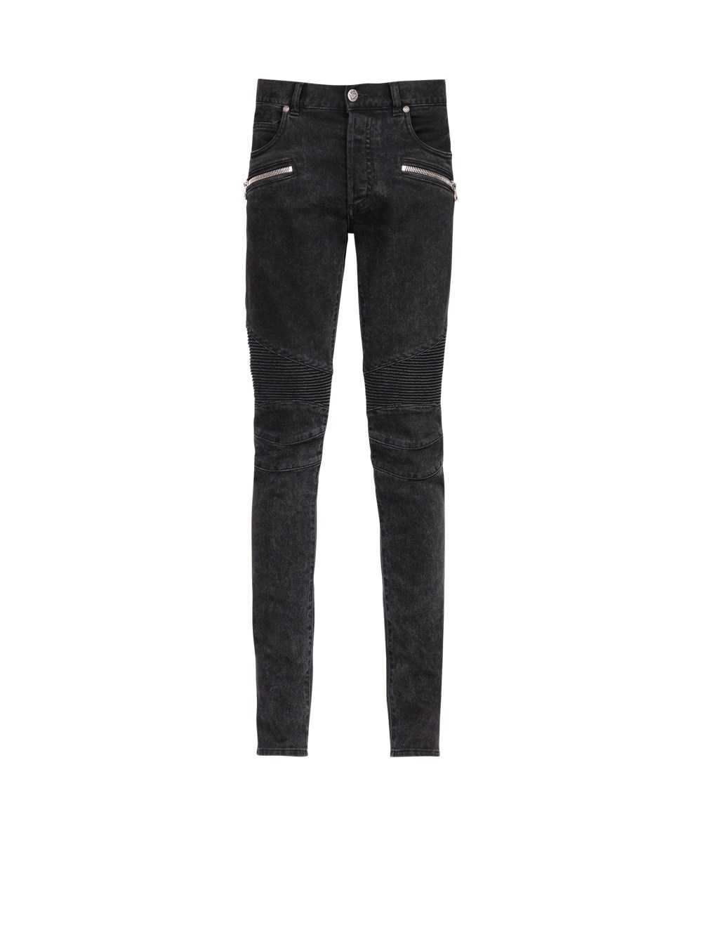 Balmain Slim Cut Cotton Jeans Black | HRICXBJ-64