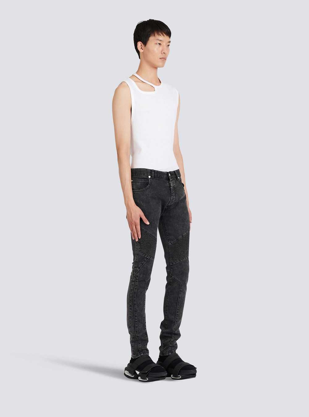 Balmain Slim Cut Cotton Jeans Black | KZISLAU-94