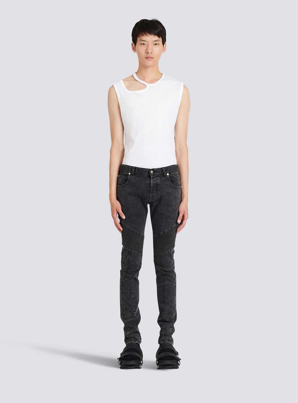 Balmain Slim Cut Cotton Jeans Black | KZISLAU-94