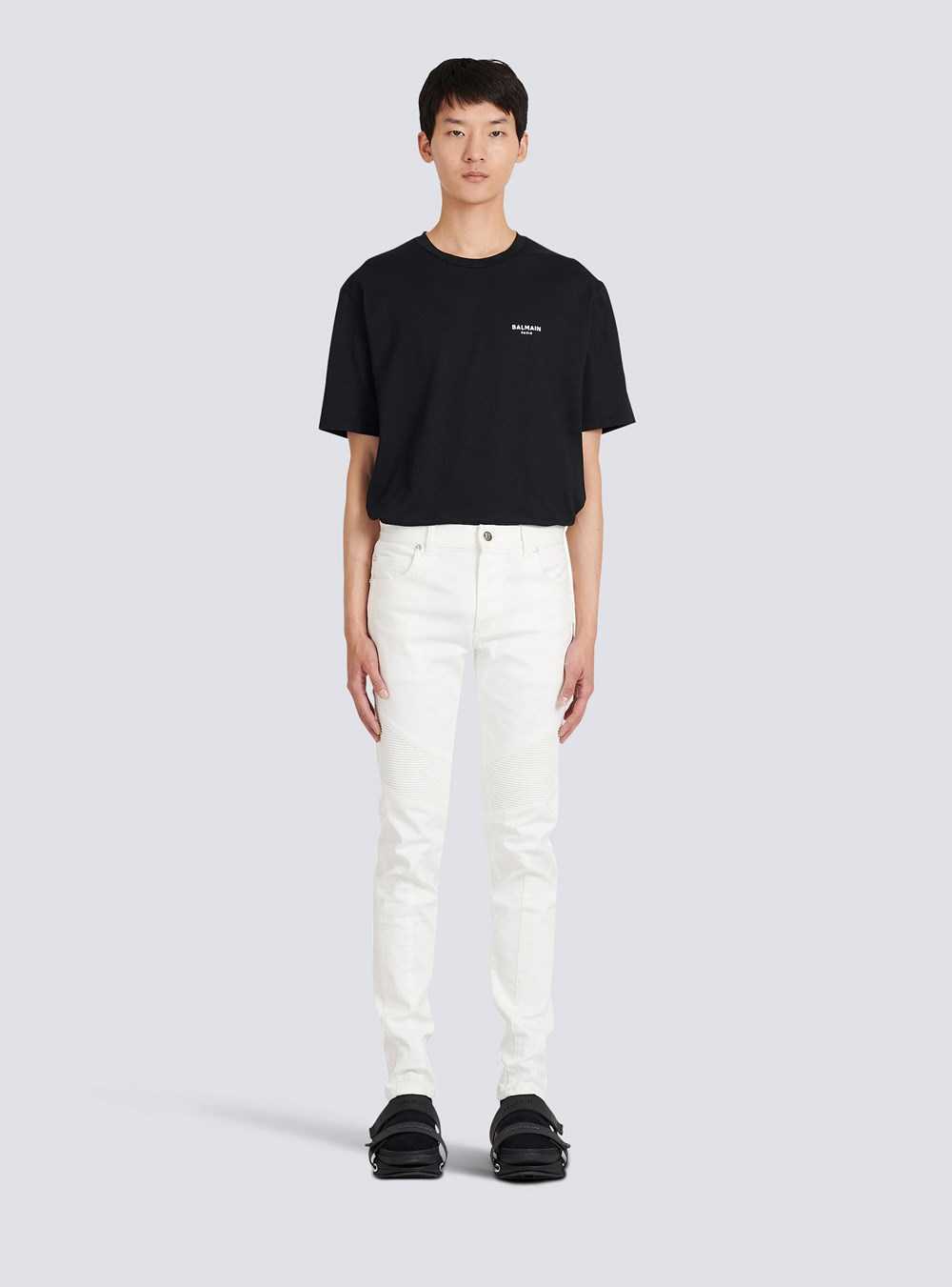 Balmain Slim Cut Cotton Jeans White | MCVYESZ-13