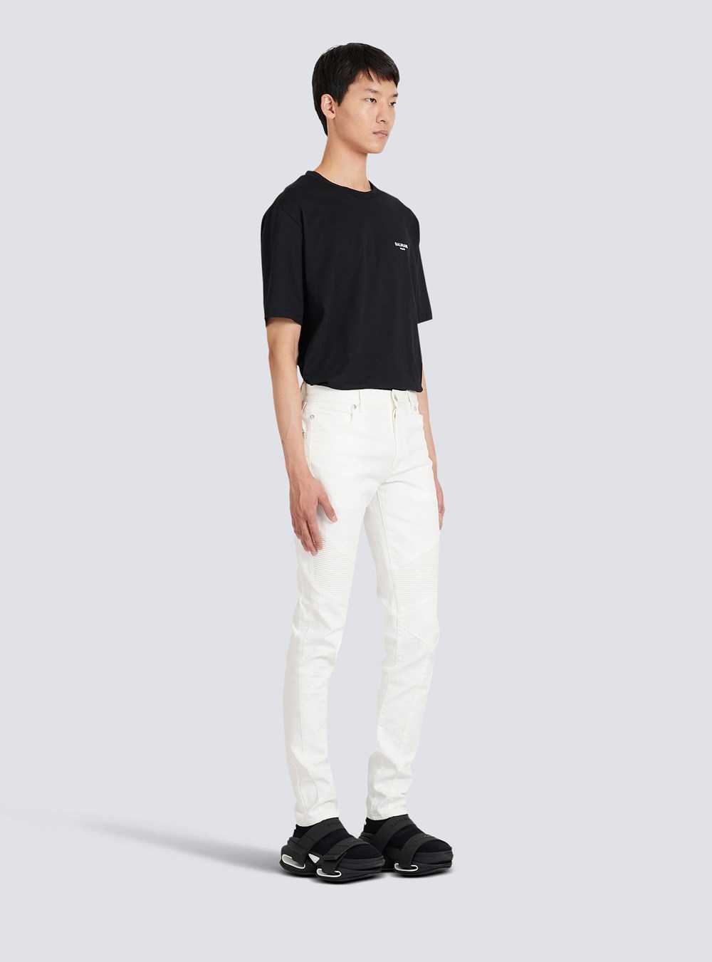 Balmain Slim Cut Cotton Jeans White | MCVYESZ-13