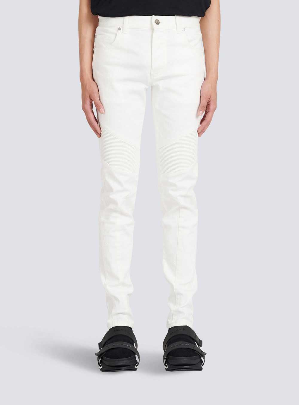 Balmain Slim Cut Cotton Jeans White | MCVYESZ-13