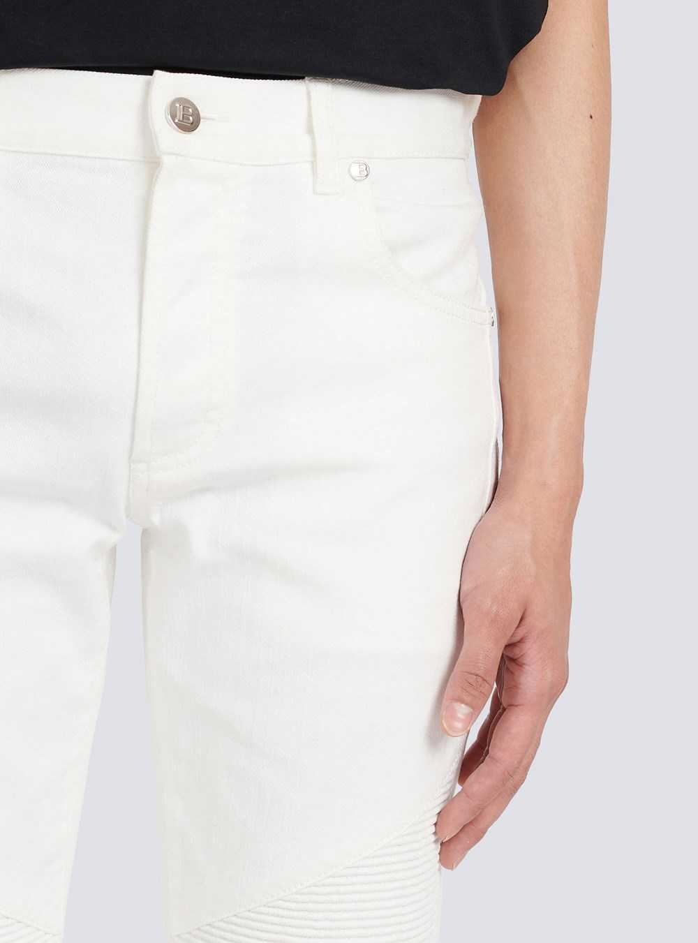 Balmain Slim Cut Cotton Jeans White | MCVYESZ-13