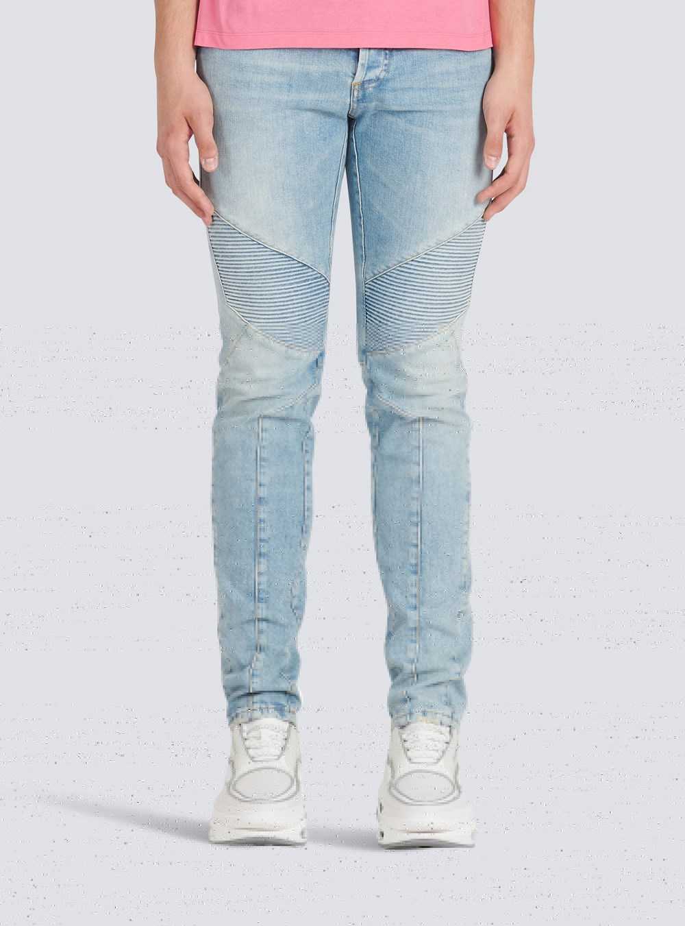 Balmain Slim Cut Eco-designed Denim Cotton Jeans Blue | NYXGSCD-57