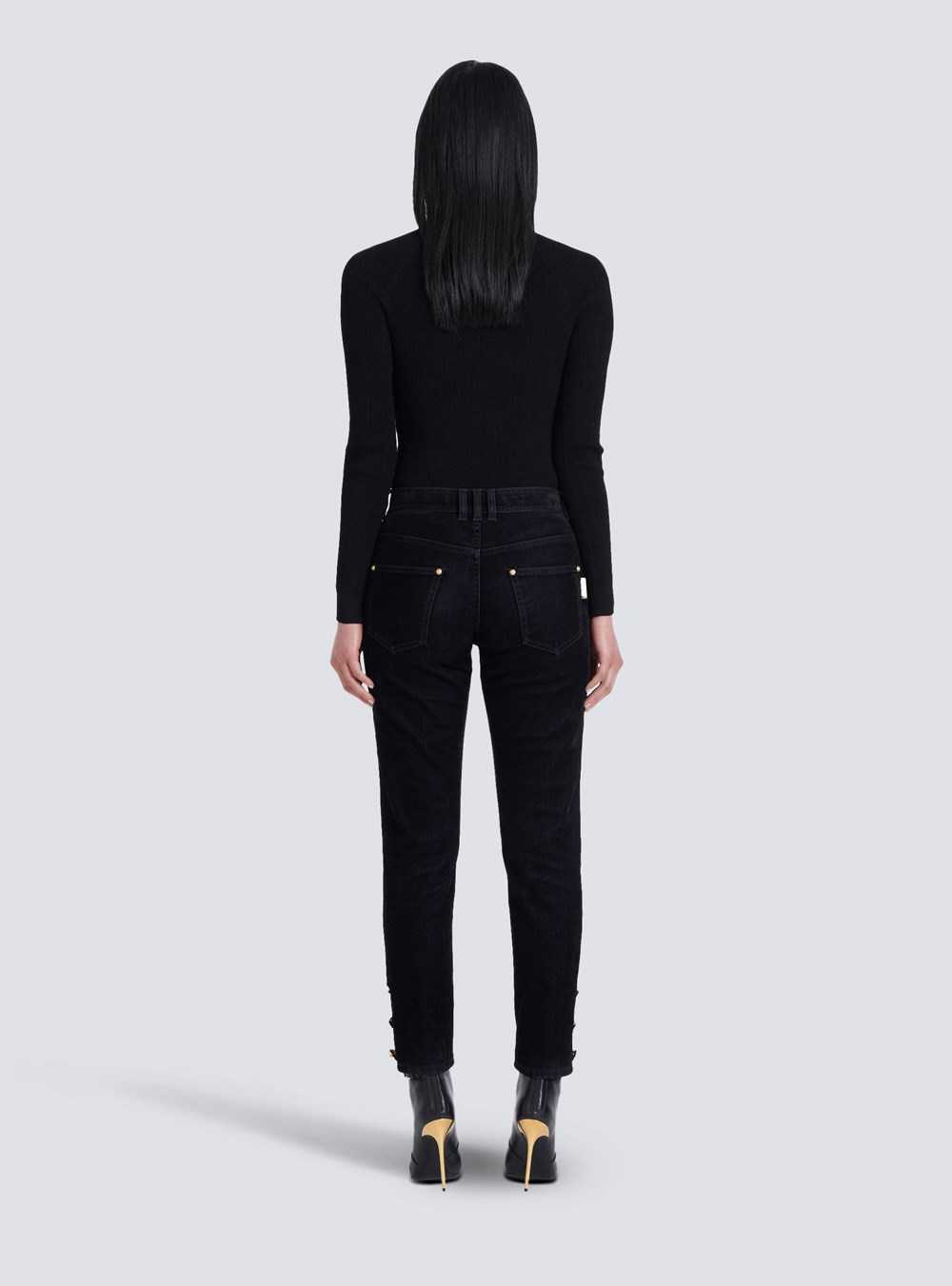 Balmain Slim Cut Jeans Black | QYJMGFI-95