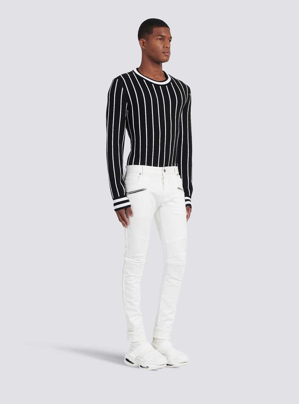 Balmain Slim-cut Cotton Jeans White | FXVYUBO-59