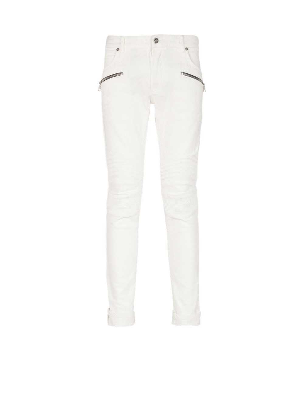 Balmain Slim-cut Cotton Jeans White | FXVYUBO-59