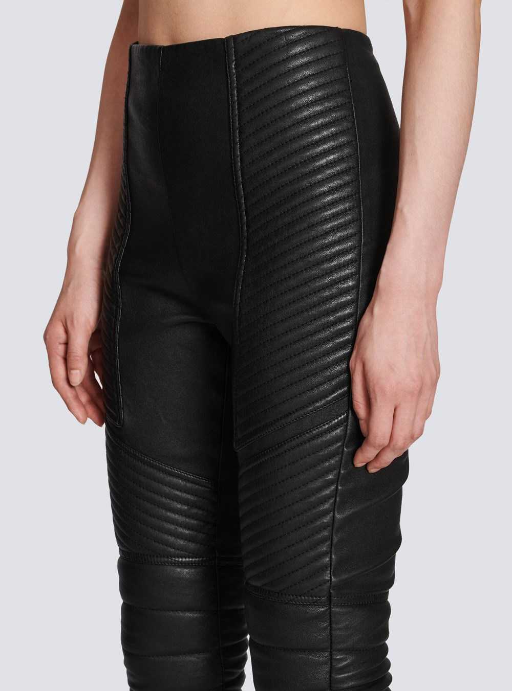 Balmain Slim-fit Leather Trousers Black | HADZLIG-81