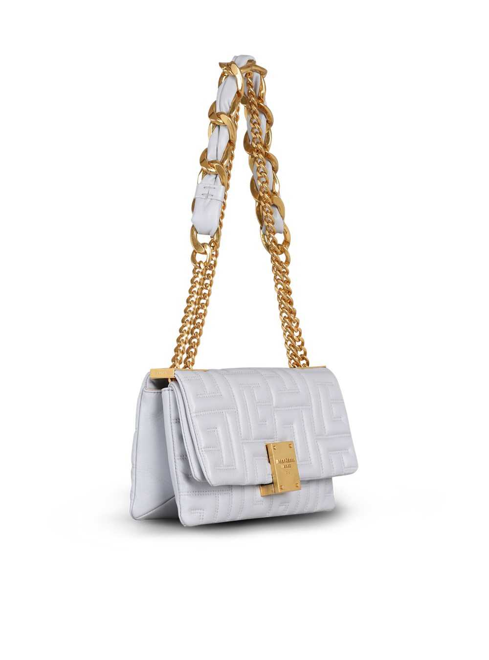 Balmain Small 1945 Soft Bag In Quilted Leather Grey | FJSGIZL-72