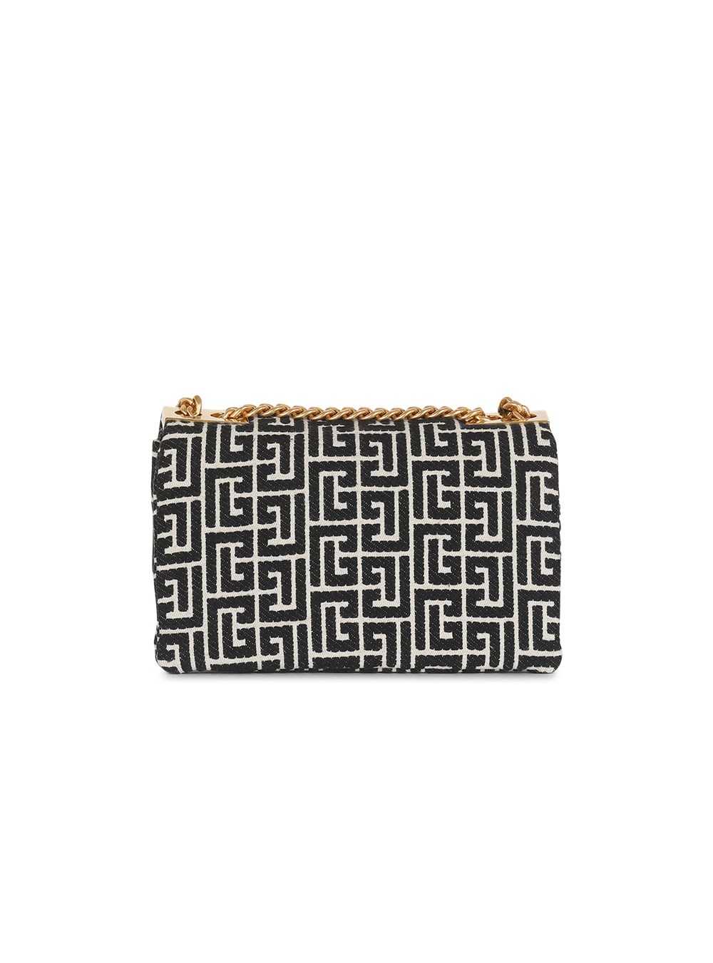 Balmain Small-sized Monogram Jacquard 1945 Soft Bag Black | UFEKSRN-40