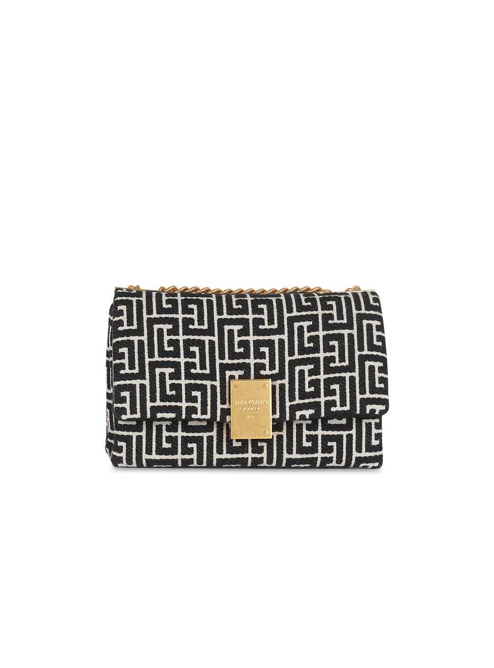 Balmain Small-sized Monogram Jacquard 1945 Soft Bag Black | UFEKSRN-40