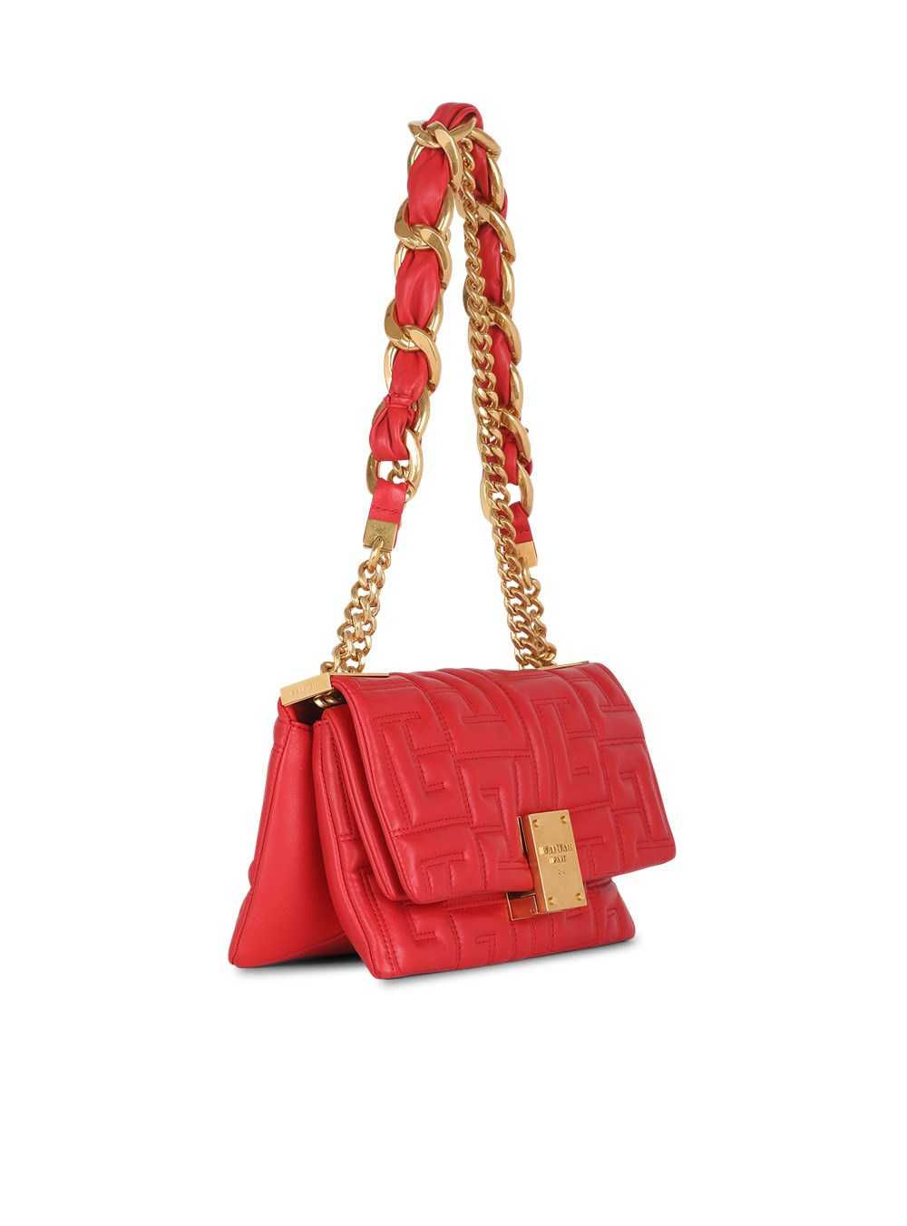 Balmain Small-sized Quilted Leather 1945 Soft Bag Red | SZMPVBW-17