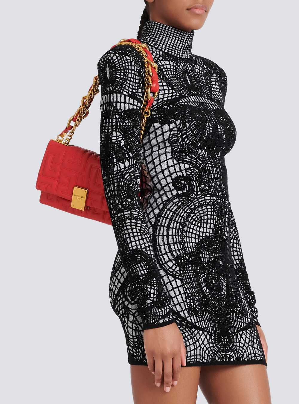 Balmain Small-sized Quilted Leather 1945 Soft Bag Red | SZMPVBW-17