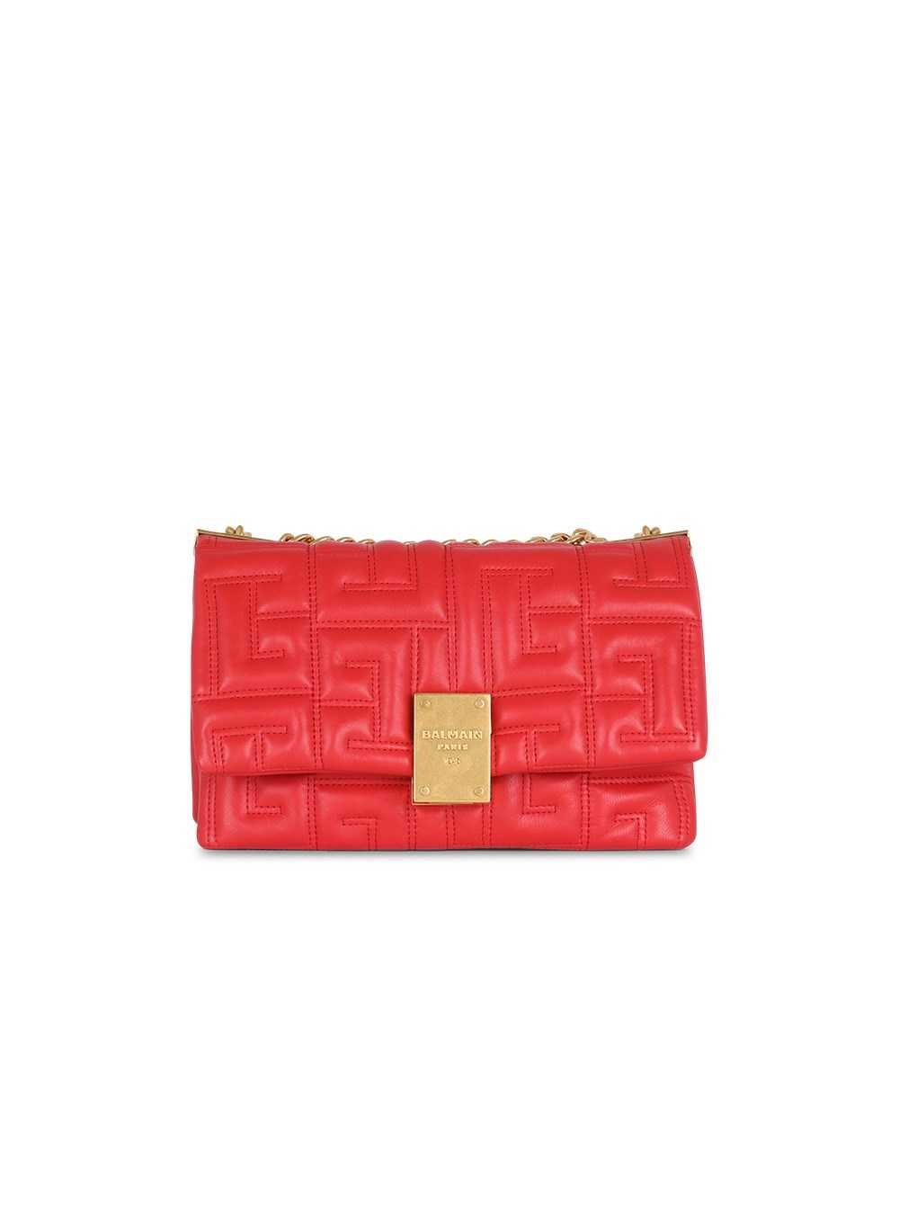 Balmain Small-sized Quilted Leather 1945 Soft Bag Red | SZMPVBW-17