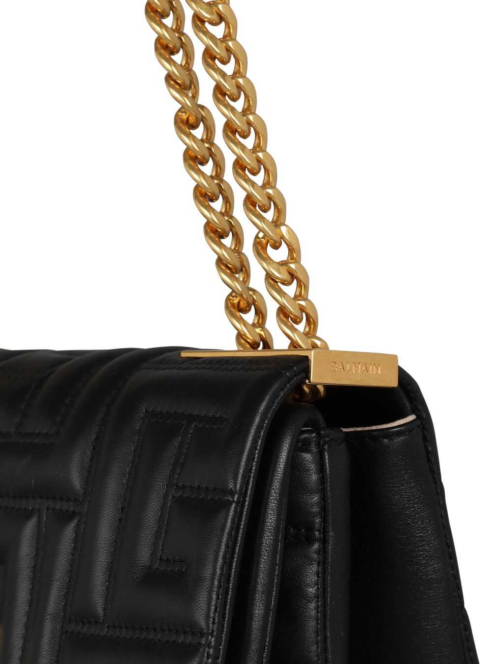 Balmain Small-sized Quilted Leather 1945 Soft Bag Black | XLIEPYR-14