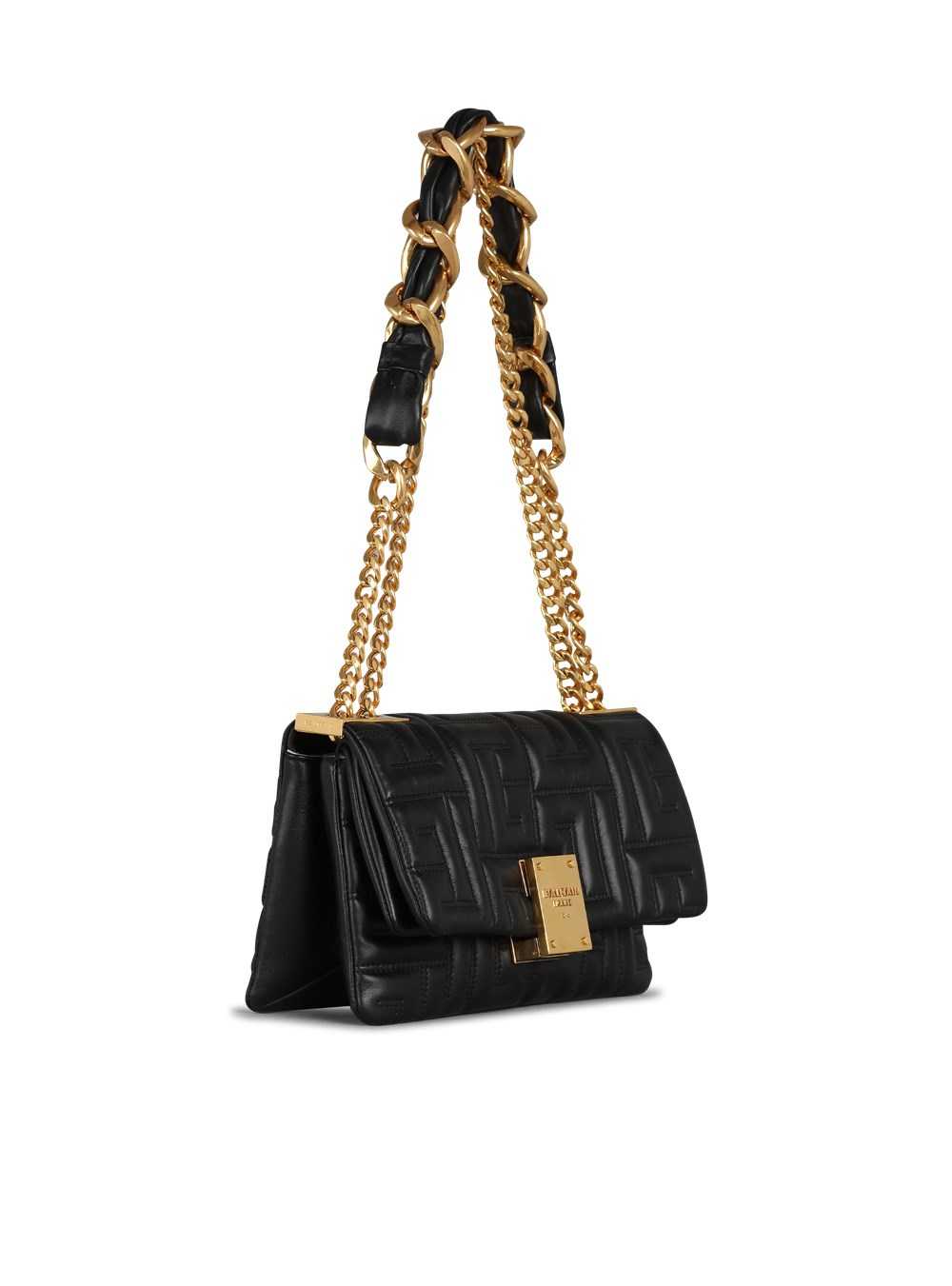 Balmain Small-sized Quilted Leather 1945 Soft Bag Black | XLIEPYR-14