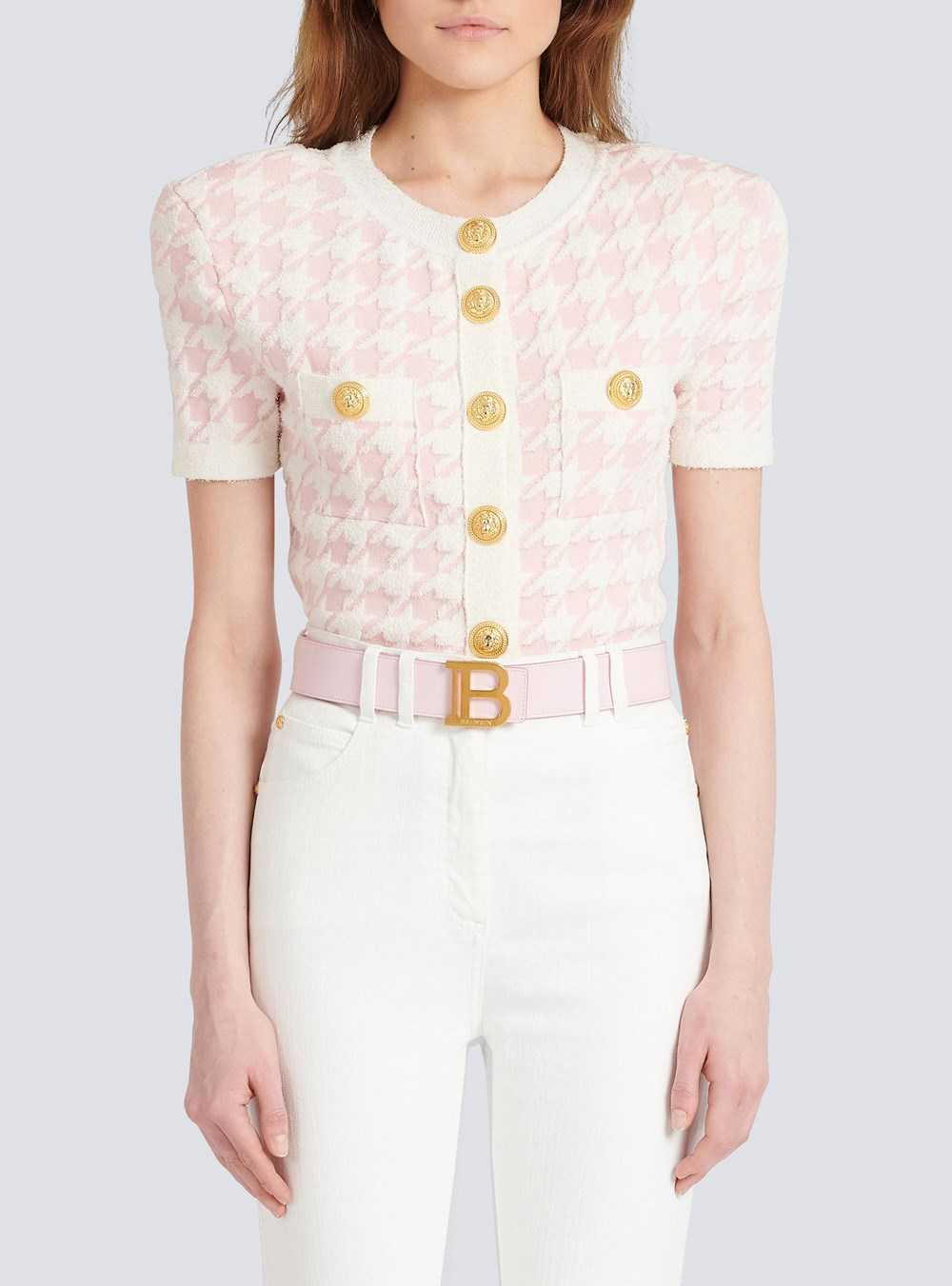 Balmain Smooth Leather B-belt Belt Pink | XOLJDEK-75