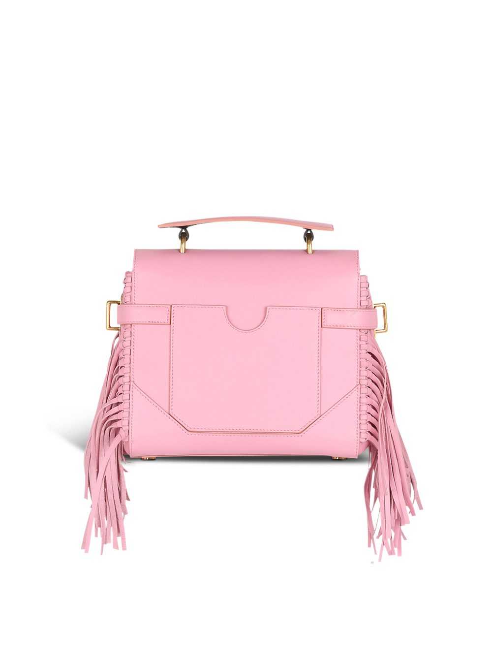 Balmain Smooth Leather B-buzz 23 Bag With Fringe Pink | AOBMCXQ-08