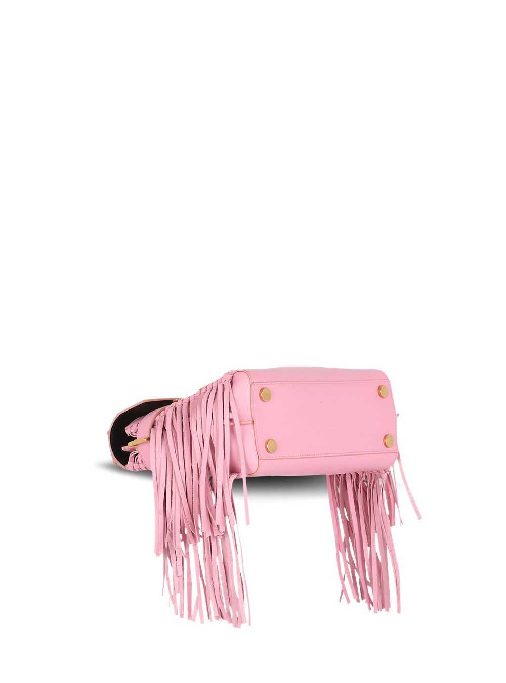 Balmain Smooth Leather B-buzz 23 Bag With Fringe Pink | AOBMCXQ-08