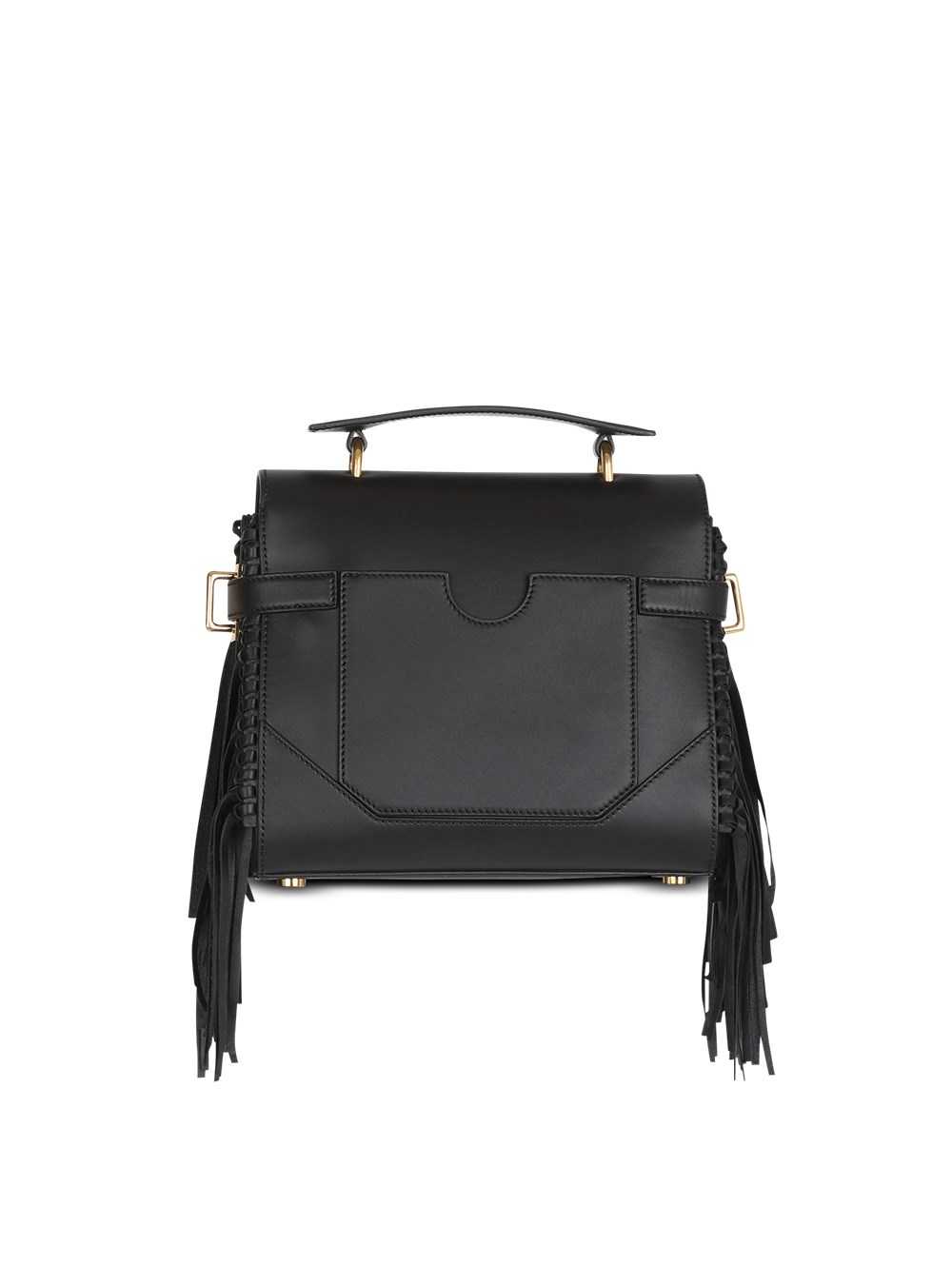 Balmain Smooth Leather B-buzz 23 Bag With Fringe Black | ZJVTQLA-05