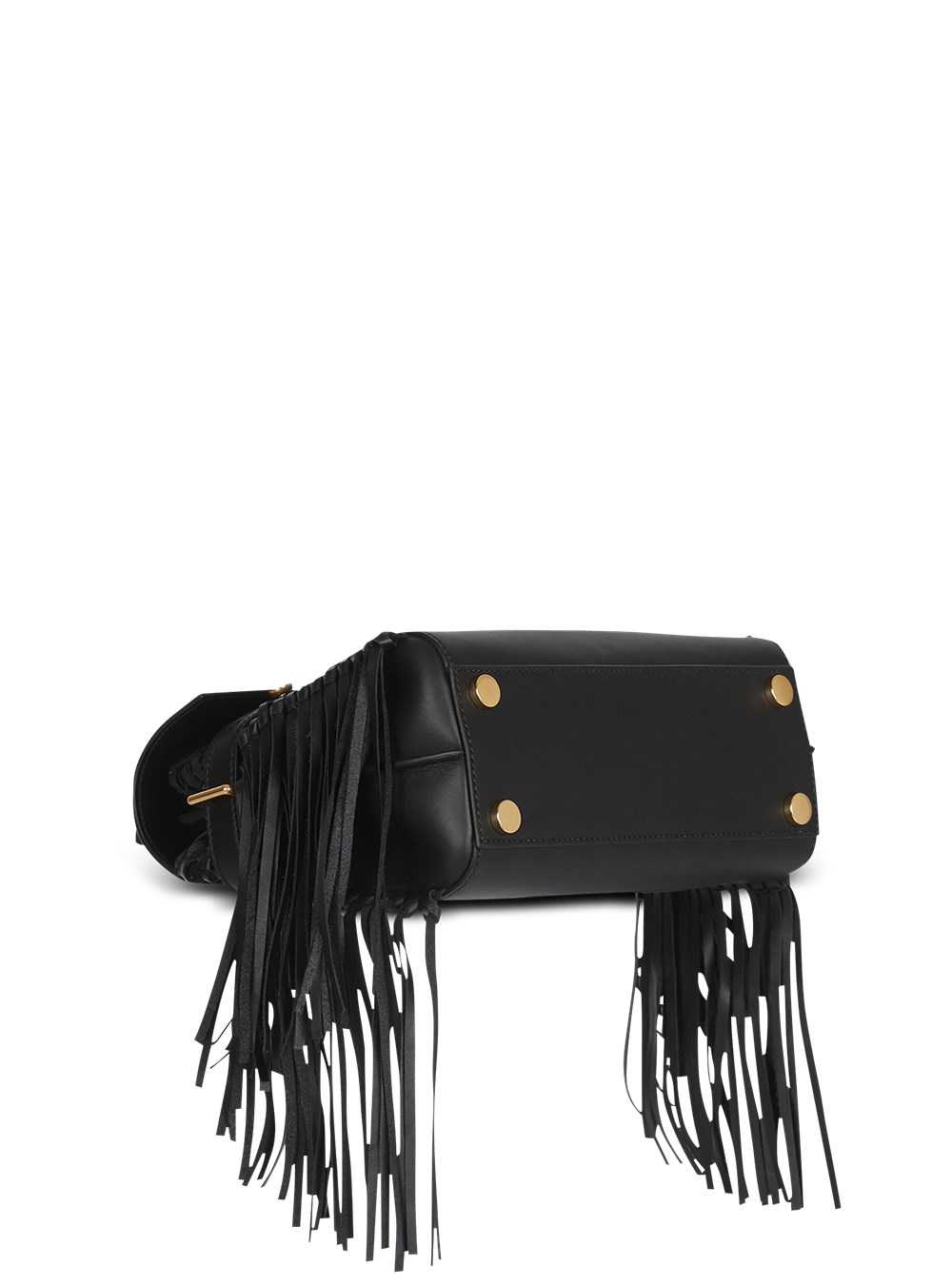 Balmain Smooth Leather B-buzz 23 Bag With Fringe Black | ZJVTQLA-05