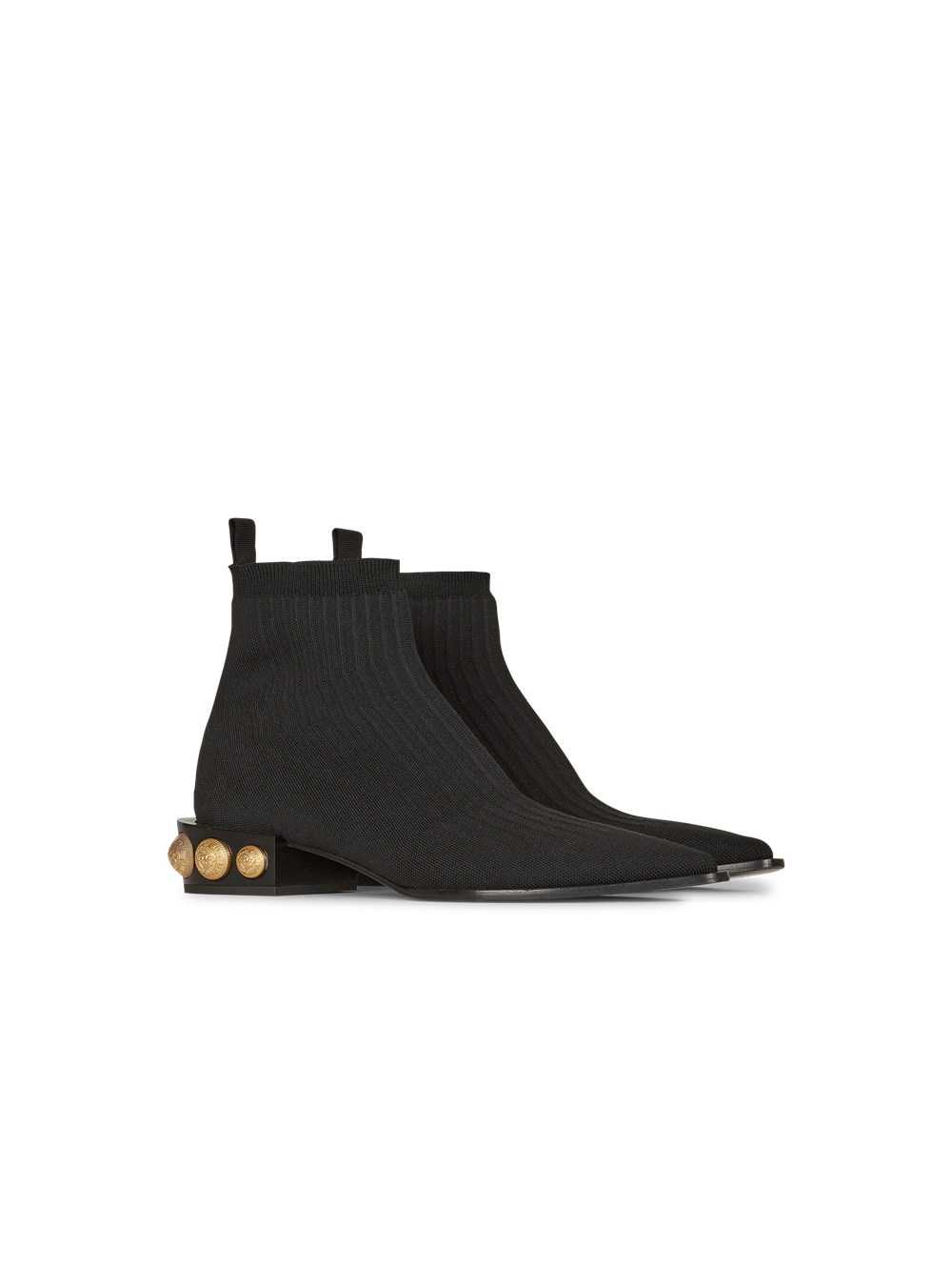 Balmain Stretch Knit Coin Ankle Boots Black | NTMYPVZ-76