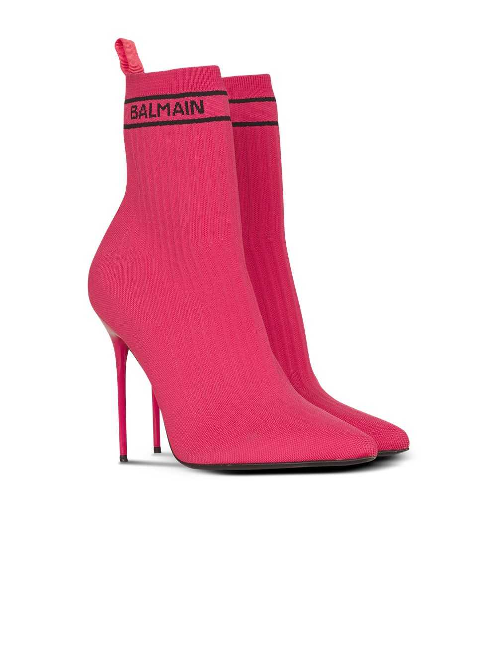 Balmain Stretch Knit Skye Ankle Boots Pink | TACNFKU-98