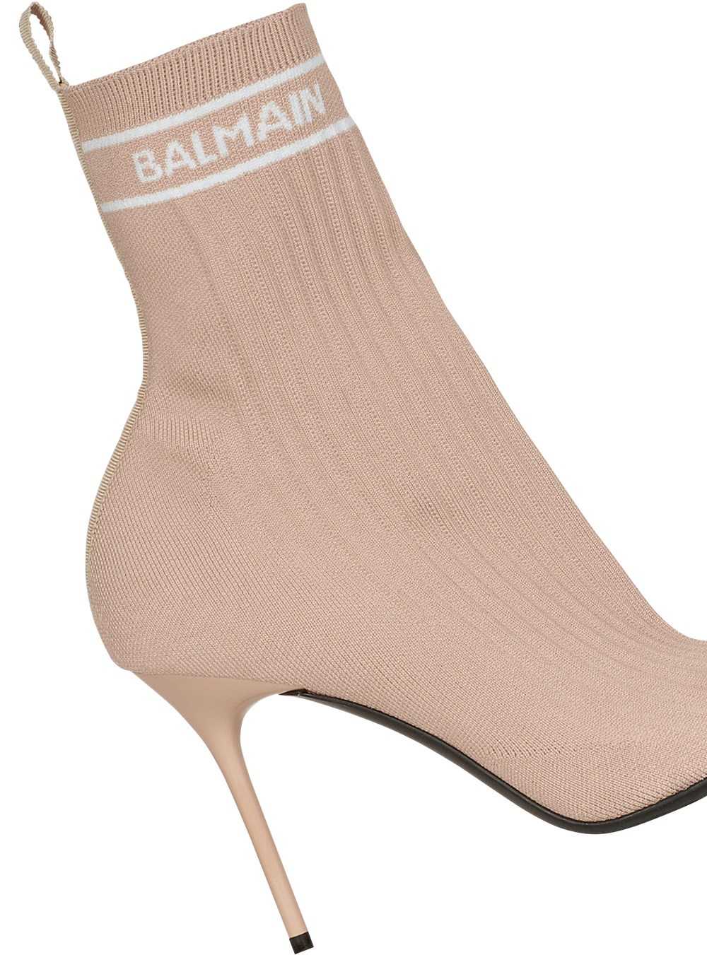 Balmain Stretch Knit Skye Ankle Boots Pink | YNQSIUC-71