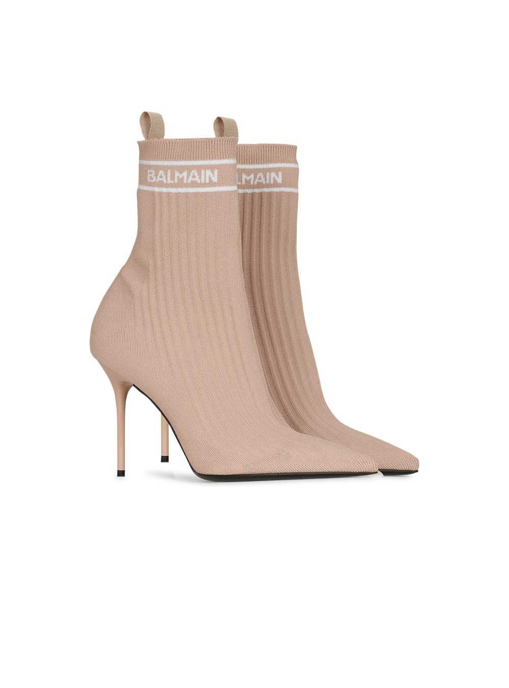 Balmain Stretch Knit Skye Ankle Boots Pink | YNQSIUC-71