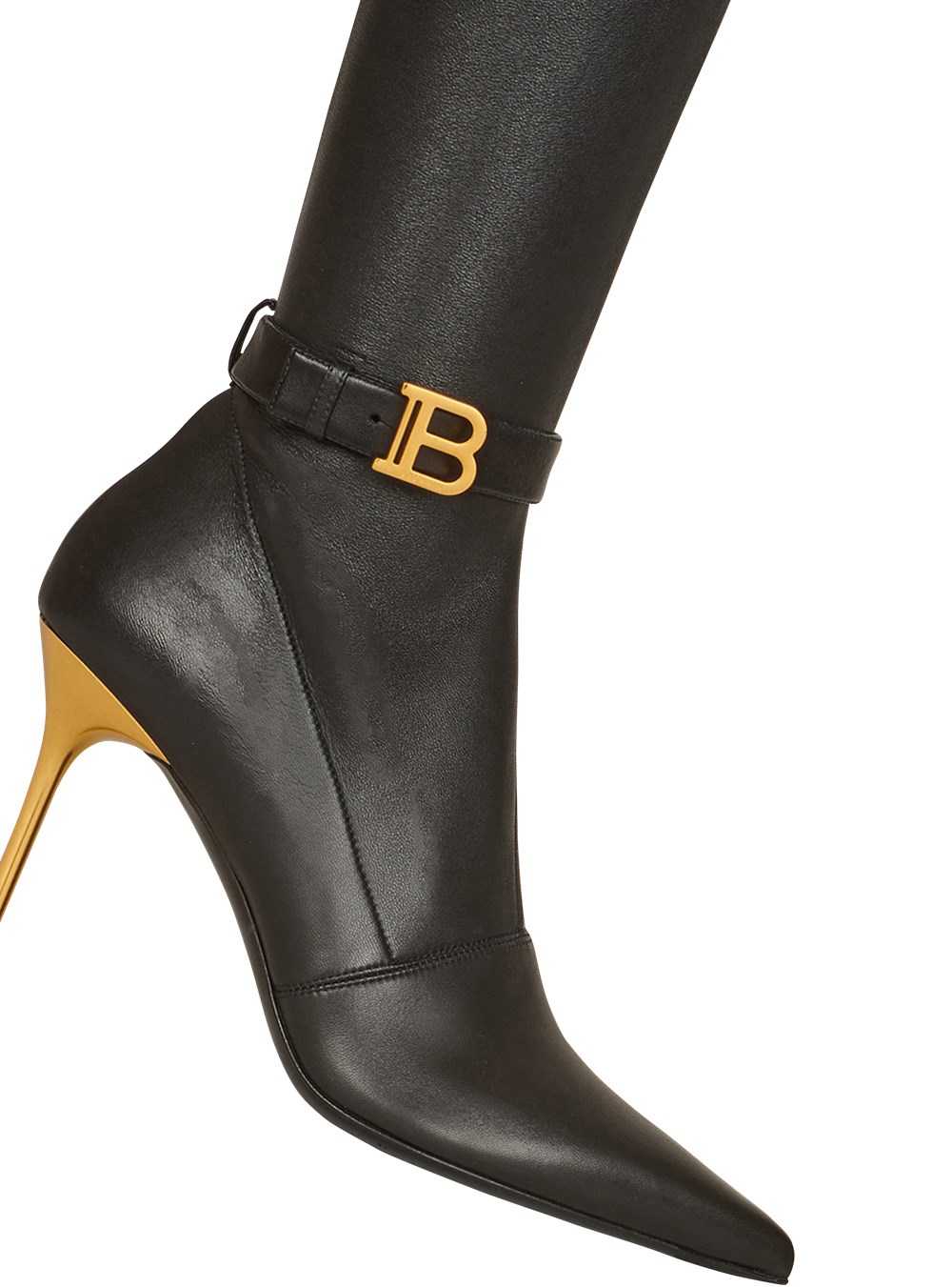 Balmain Stretch Leather Raven Thigh-high Boots Black | MYILTUV-26