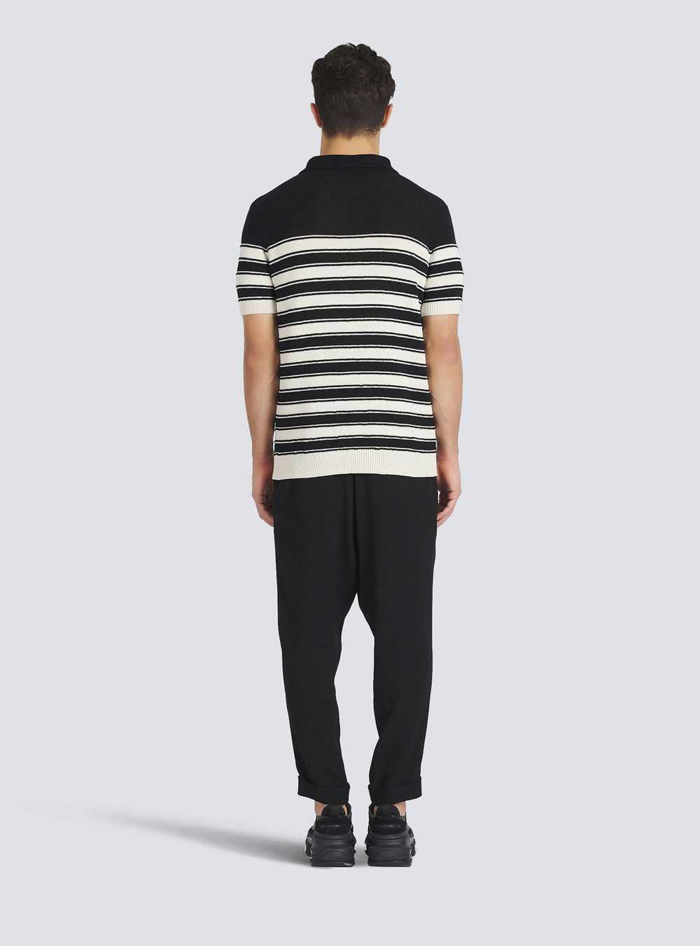 Balmain Striped Cotton Polo Black | DQGXOEB-60