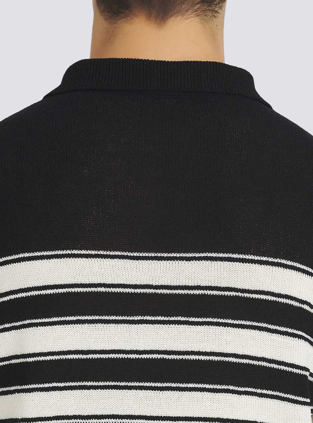 Balmain Striped Cotton Polo Black | DQGXOEB-60