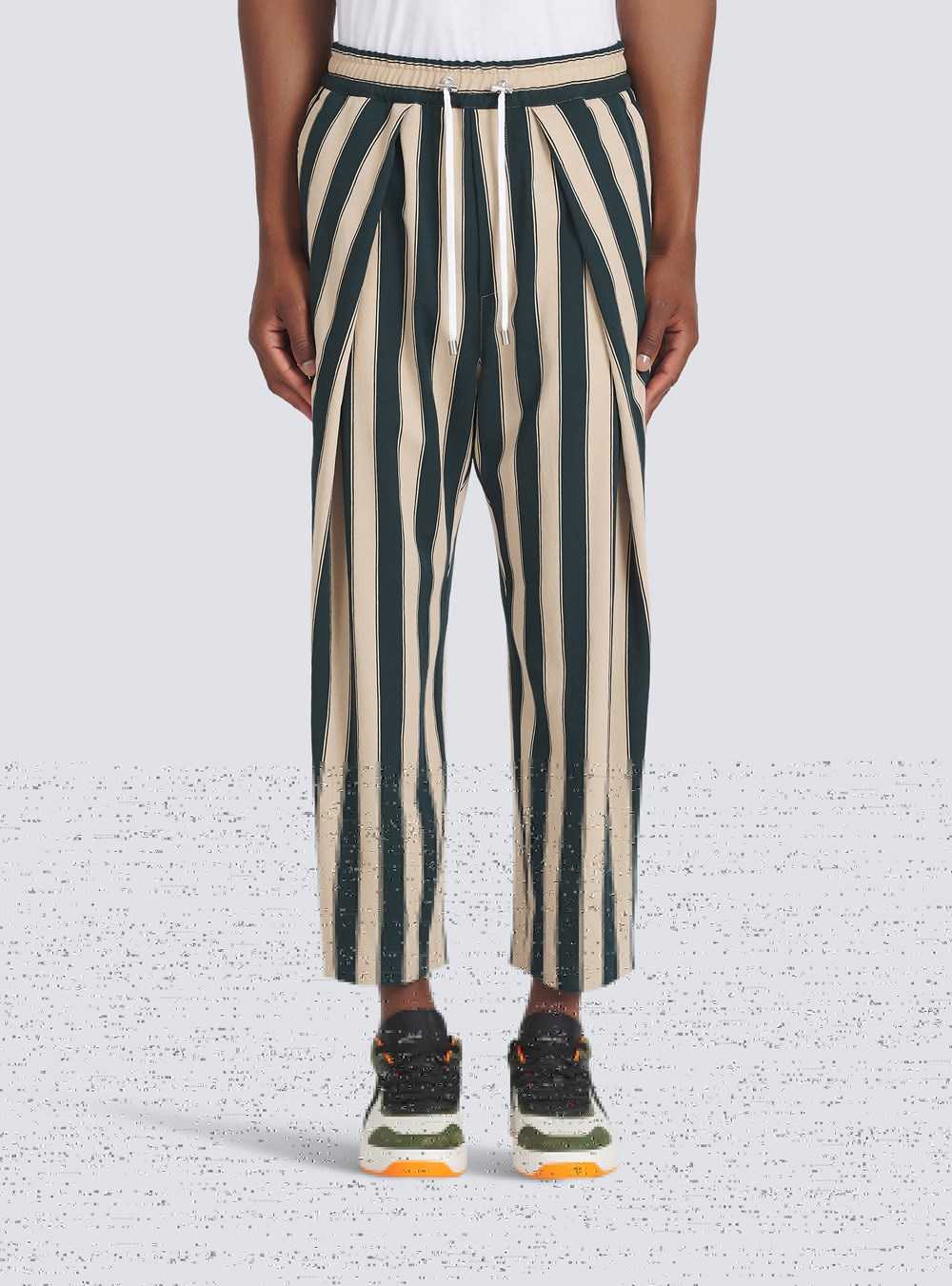 Balmain Striped Eco-designed Cotton Pleated Pants Multicolor | UDOJBVZ-97