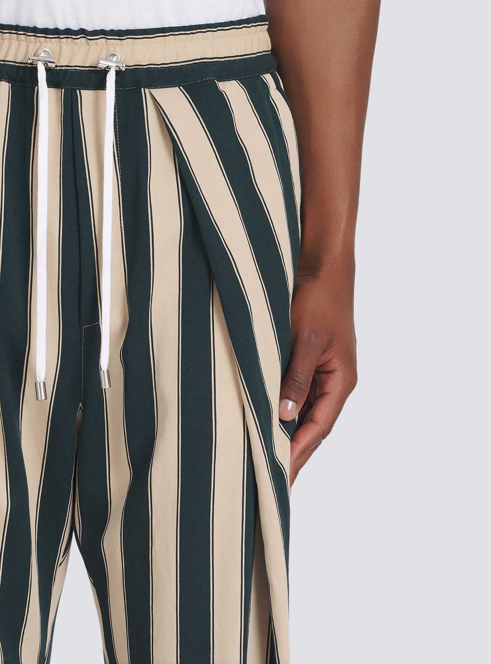 Balmain Striped Eco-designed Cotton Pleated Pants Multicolor | UDOJBVZ-97