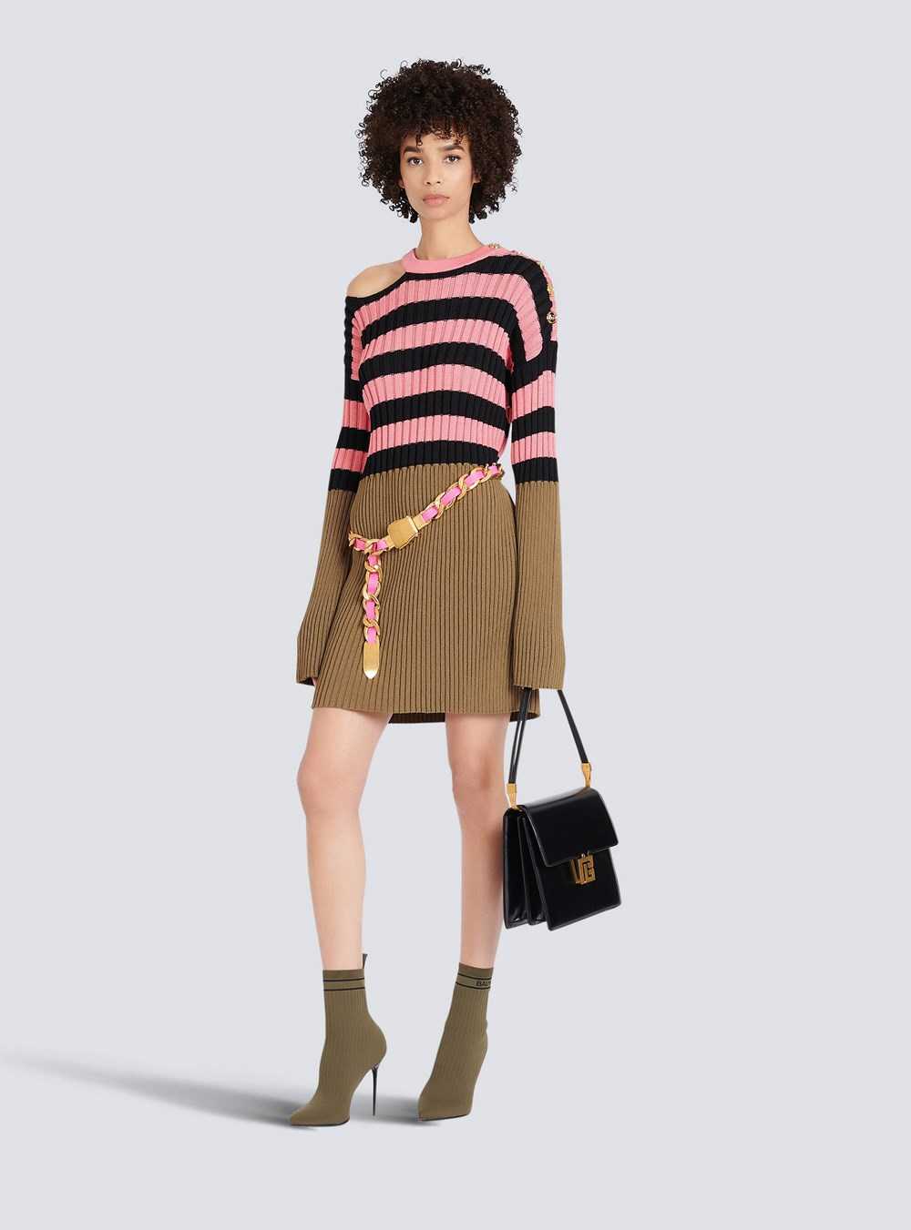 Balmain Striped Eco-designed Wool Dress Multicolor | DLQREKC-39