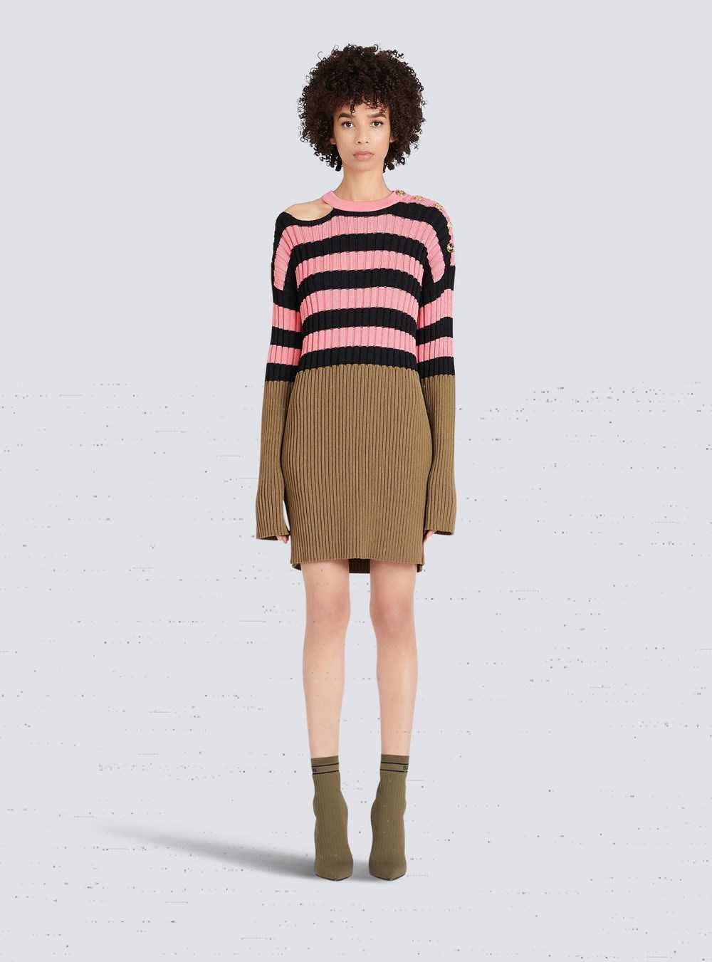 Balmain Striped Eco-designed Wool Dress Multicolor | DLQREKC-39