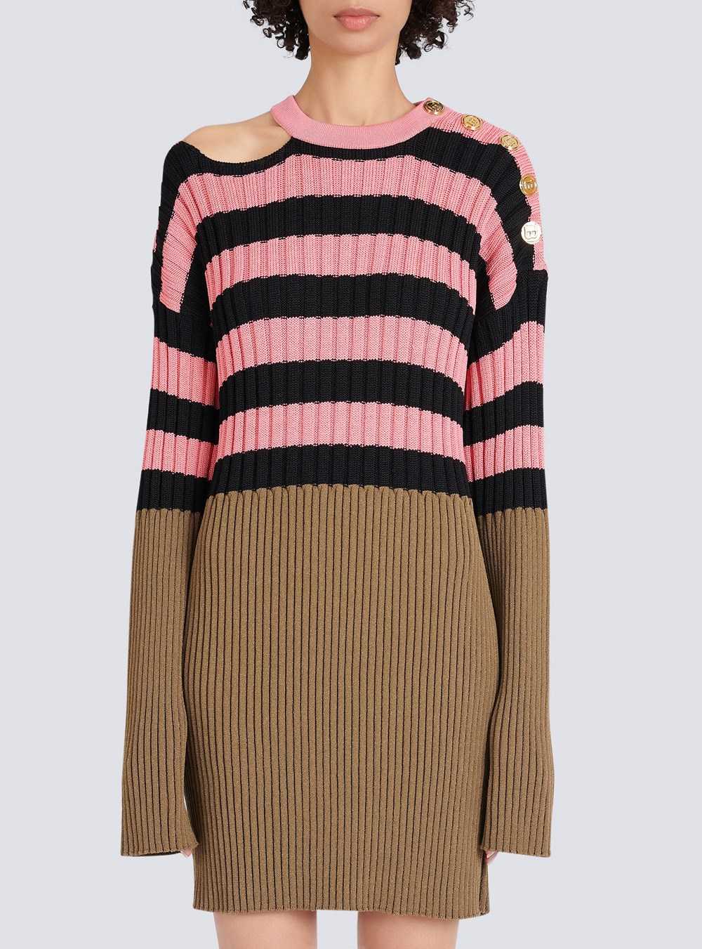 Balmain Striped Eco-designed Wool Dress Multicolor | DLQREKC-39