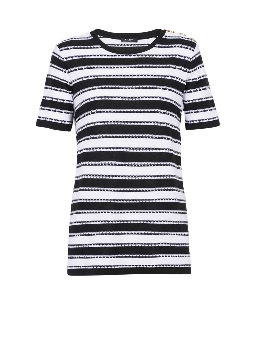 Balmain Striped Jersey T-shirt Navy | ODAXEHT-35