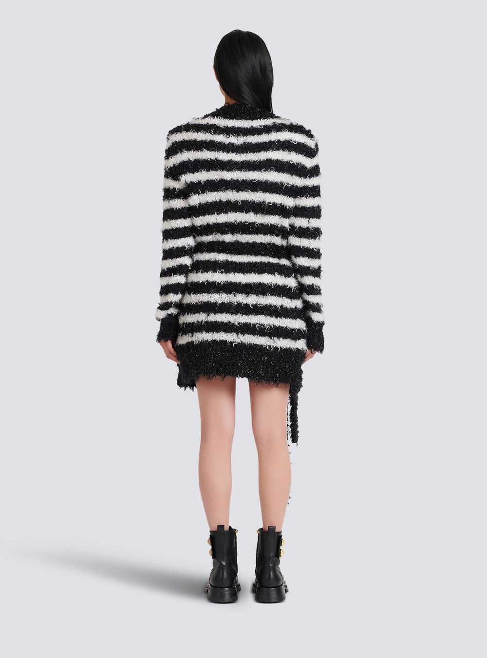 Balmain Striped Knit Cardigan Black | BHCDIML-53