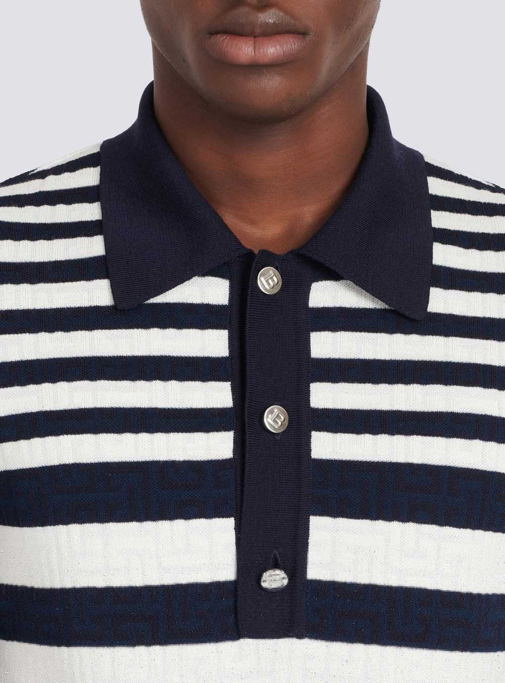 Balmain Striped Polo Navy | ALIFBUH-01