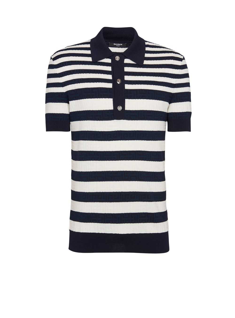 Balmain Striped Polo Navy | ALIFBUH-01